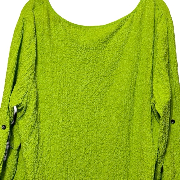 Ali Miles Crinkle Button Detail Artsy Long Sleeve Bright Green Tunic - Picture 9 of 13